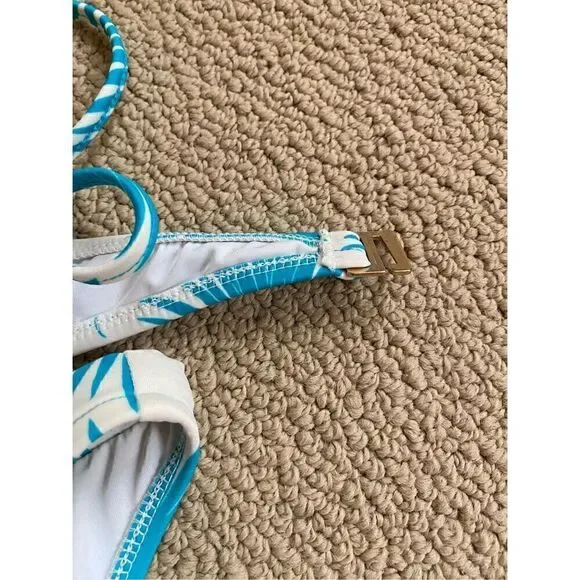 MILLY Aster Print Maxime Underwire Bikini Top and Bottoms in Aqua SMALL - Picture 8 of 8